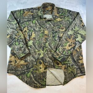 No Trace by Dan River Mossy Oak Camo Button Down Shirt Sz XL Made In USA Hunting